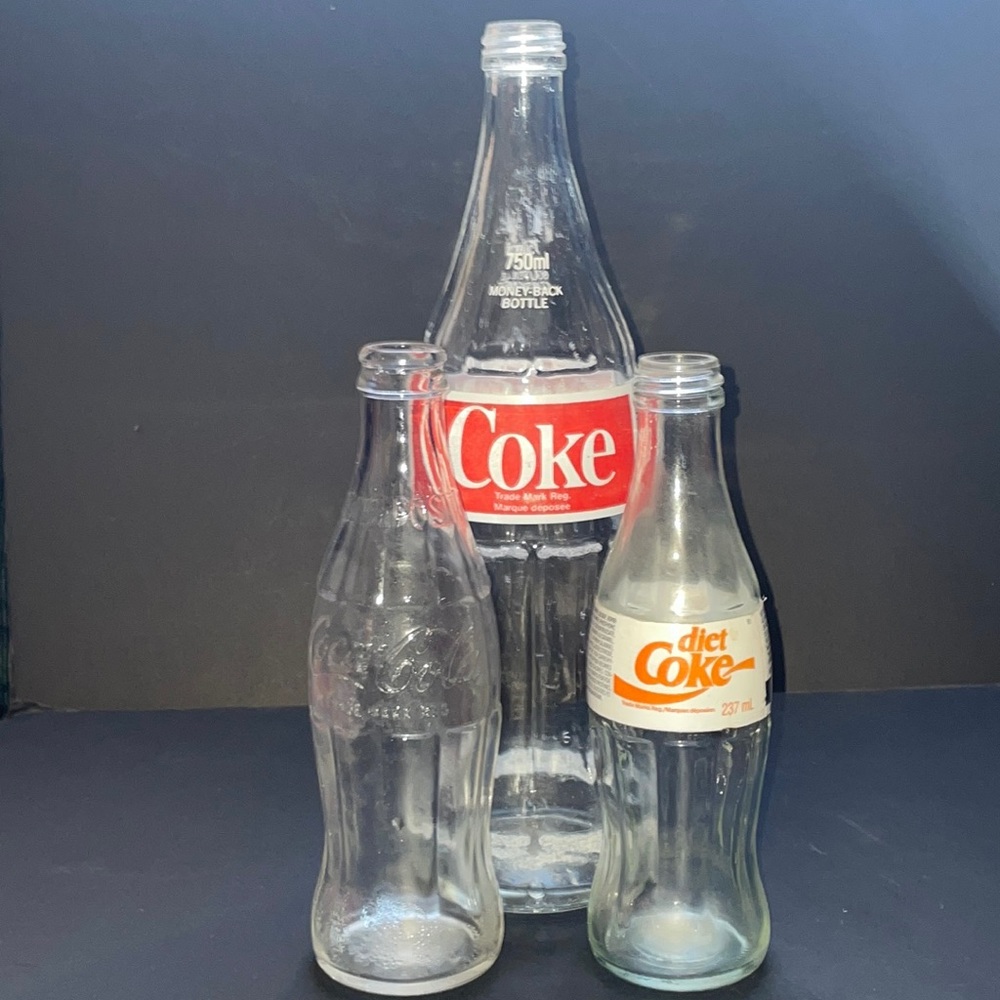 Coke Bottles Coca-Cola Collectible Glass Soda Diet Coke Collection X3